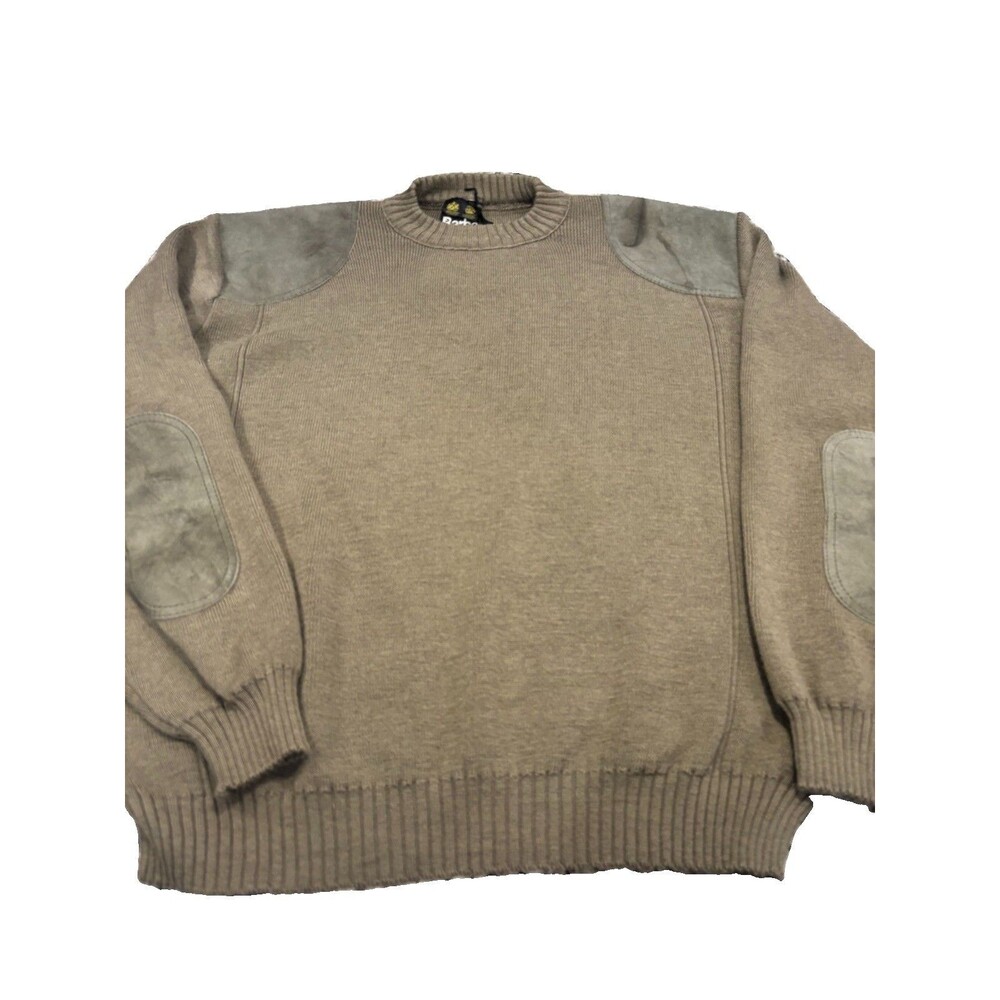 VTG BARBOUR Wool Men’s 48 Commando Suede Patches Military Olive Green Sweater